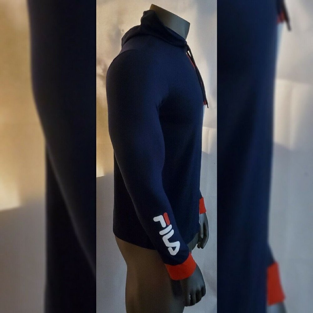 FILA LONG SLEEVE TSHIRT MEN'S WITH HOOD SIZE S MULTICOLOR LOGO DESIGN IN ARM - Picture 4 of 9